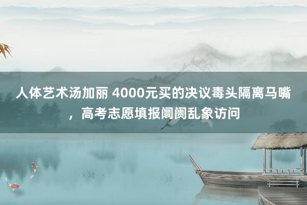 人体艺术汤加丽 4000元买的决议毒头隔离马嘴，高考志愿填报阛阓乱象访问