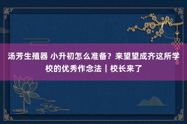 汤芳生殖器 小升初怎么准备？来望望成齐这所学校的优秀作念法｜校长来了