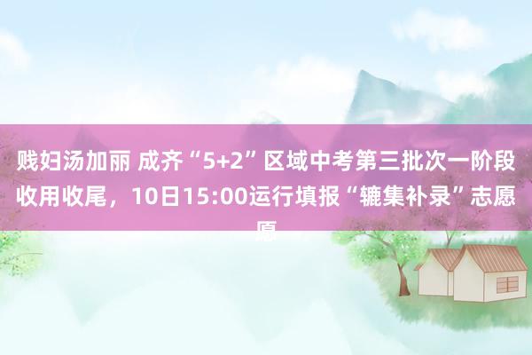 贱妇汤加丽 成齐“5+2”区域中考第三批次一阶段收用收尾，10日15:00运行填报“辘集补录”志愿