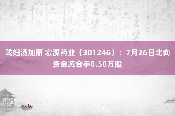 贱妇汤加丽 宏源药业（301246）：7月26日北向资金减合手8.58万股