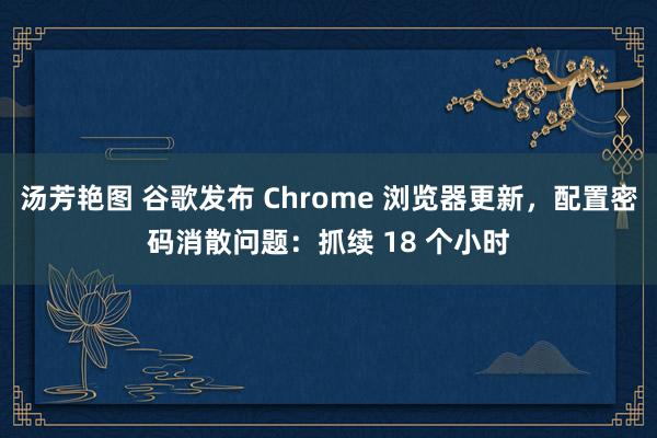 汤芳艳图 谷歌发布 Chrome 浏览器更新，配置密码消散问题：抓续 18 个小时