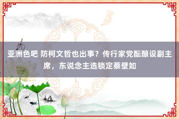 亚洲色吧 防柯文哲也出事？传行家党酝酿设副主席，东说念主选锁定蔡壁如