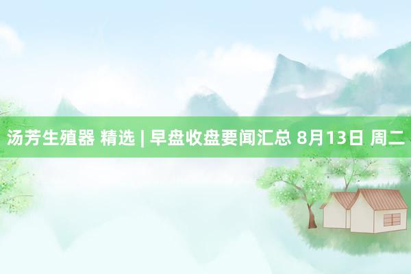 汤芳生殖器 精选 | 早盘收盘要闻汇总 8月13日 周二