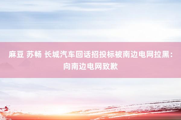 麻豆 苏畅 长城汽车回话招投标被南边电网拉黑：向南边电网致歉