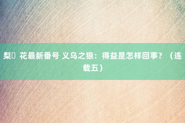 梨々花最新番号 义乌之狼：得益是怎样回事？（连载五）