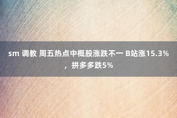 sm 调教 周五热点中概股涨跌不一 B站涨15.3%，拼多多跌5%