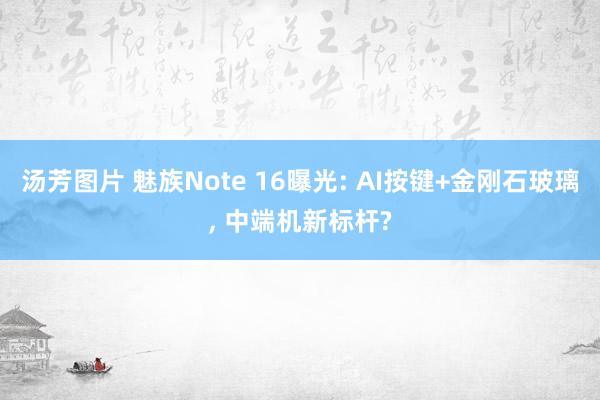 汤芳图片 魅族Note 16曝光: AI按键+金刚石玻璃, 中端机新标杆?